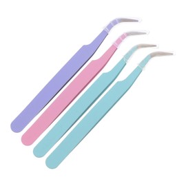 minkissy 4Pcs Curved Stainless Steel Crafting Tweezers for Easy Handling of Stickers Nail Art Rhinestones and Electronics with Tip Protection Comfortable Grip and Robust Design