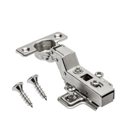 GTV - 4 x mini hinges with damping, pot diameter 26 mm - hinge inner stop - mounting plate H = 0 with Euro screws - silent closure - clip-on chain
