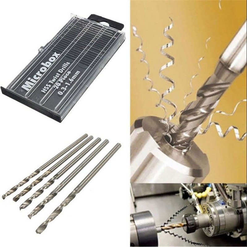 Mini Micro Drill Bit Set,20 PCS 0.3-1.6mm Shank Twist Drill