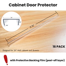 Enjaya 16pcs Cabinet Door Protector, Plastic Edge Protector Trash Drawer Protector Edge Guard, Slip on Protectors for Cabinets– 3/4" Thick, 18" Length, Prevent Wear, Chipping, Discoloration