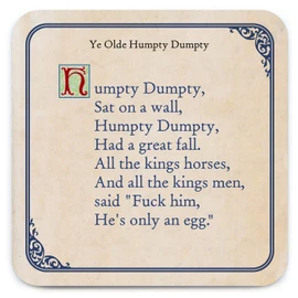 Brainbox Candy - Funny Rude 'Humpty Dumpty Coaster' - Small Gift Ideas For Him Her - Friends Birthday - Housewarming Present - New Home Gift - Funny Gifts For Women Men