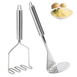 Pack of 2 Stainless Steel Potato Masher, Food Masher, Vegetable Masher, Potato Masher Made of Stainless Steel, Dishwasher Safe, Kitchen Masher for Beans, Potato, Avocado, Pumpkin