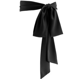 Glitopper Women Chiffon Sash Belt Dress Sash Waist Bridal Wedding Belt 50s Belt Accessories 3'' Wide(Solid Black, Classic Style)