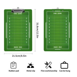 Vhcawsu American Football Field Clipboard Writing Clipboard for Office School Nursing Acrylic Standard Letter Size A4 Clip Board with Low Profile Metal Clip 9" X 12.5"