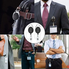 Heavy Duty Retractable Badge Holder with Secure Carabiner Clip, 26-inch Pull Cord - Pack of 5/10, 10Pcs