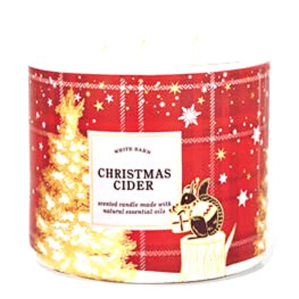 Bath & Body Works, White Barn 3-Wick Candle w/Essential Oils - 14.5 oz - 2021 Christmas & Winter Scents! (Christmas Cider)