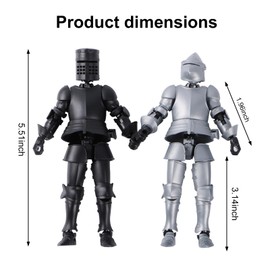 JiaYiFei T13 Medieval Knight Action Figure | 2-Pack 5.5 inches | Completely Assembled | Magnetic Design | with Stand, Suitable for Executive Desk Toys | Gold & White