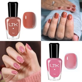 Nail Polish Sets - 4PCS Nail Varnish With Pink White Orange - Quick Dry Long Lasting Nude Nail Polish No Need UV Lamp - Nail Varnish Sets For Wowan Girls DIY Nail Art Manicure Gifts Home Salon