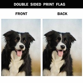 AOYEGO Border Collie Dog House Flags 28 x 40 Double Sided Burlap Dog Pets Puppies Black and White Yard Flags Spring Summer Farmhouse Seasonal Outdoor Flag