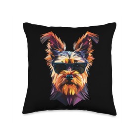 Dog Dad Mom Cool Sunglasses - Yorkie Throw Pillow