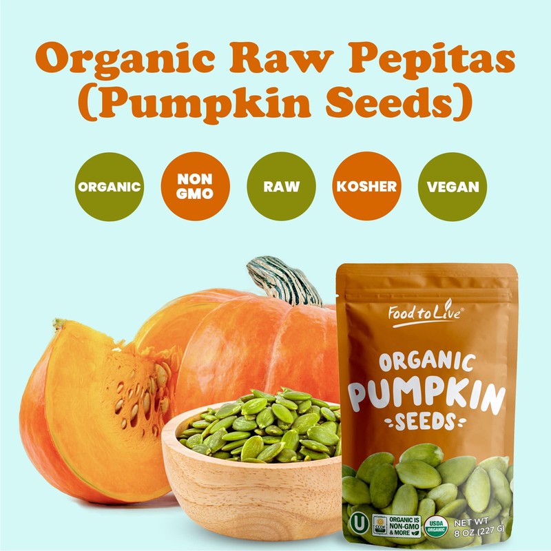 Food to Live Organic Raw Pepitas, 2 Pounds — Non-GMO,
