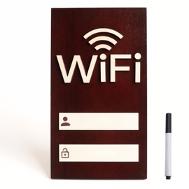 Parvigo WIFI Sign, Solid Wood Table or Wall WIFI Password Sign for Home Guest Room Busines, Magnet Aesthetic Primitive Rewrite WIFI Board Decor for Airbnb (Dark Pine Wood)
