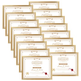 WIFTREY 16 Pack 8.5x11 Certificate Picture Frames, Multi 8.5 by 11 Photo Frame Bulk for Document Award, Wall Hanging or Tabletop Display, Gold