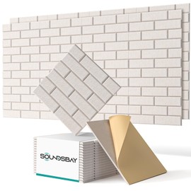 Soundsbay Soundproof Wall Panels, Acoustic Panels Self Adhesive, 18 Pack Sound Proof Foam Panels for Wall, Brick Acoustic Wall Panels for Wall, Office,Reccording Studio, Ceiling 12" X 12" X 0.4" Beige