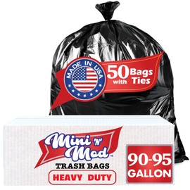 95 Gallon Trash Bags Heavy Duty | 50 Count | Extra Large 95-96 Gallon Trash Can Liners | 100 Gal for Outdoor, Commercial, and Home Use
