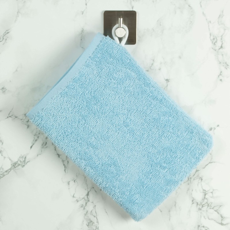 ZOLLNER 10er Set Waschhandschuhe, Waschlappen, 16x21 cm, Baumwolle, hellblau