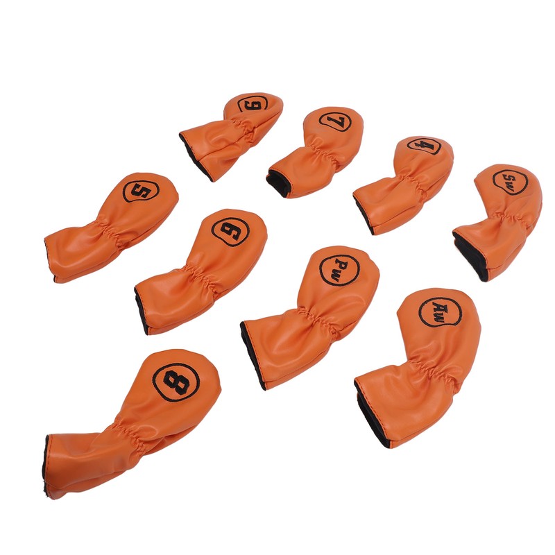 9pcs Golf Club Cover PU Leather Stylish Portable Golf Head
