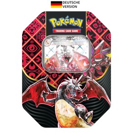 Pokémon-Sammelkartenspiel: Tin-Box Karmesin & Purpur – Paldeas Schicksale – Schillerndes Glurak-ex (1 holografische Promokarte & 4 Boosterpacks)