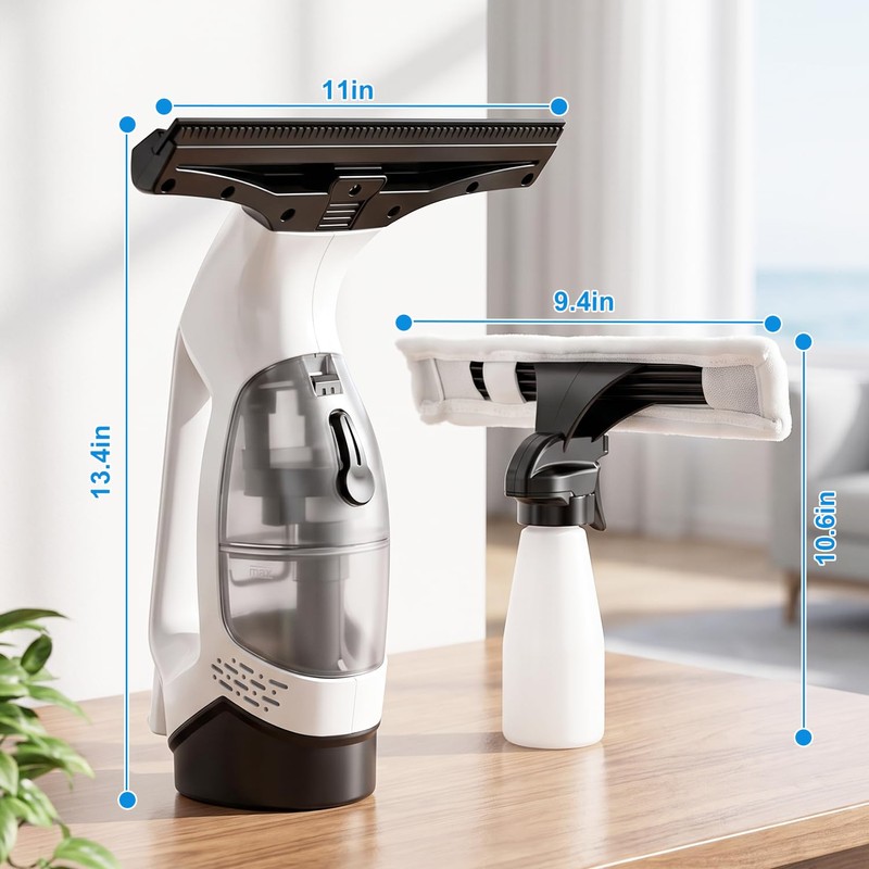 Window Vacuum Squeegee Cordless, 2000Pa Electric Window Cleaner Tool