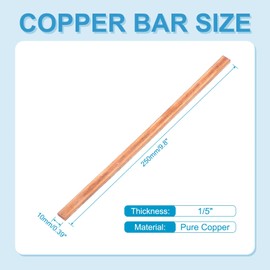 PATIKIL Copper Bar, 1/5"x0.39"x9.8" Pure Flat Copper Plate Solid Metal Sheet Tubing Strip for Crafting Jewelry Plating Repairing Science Class, 1 Pcs