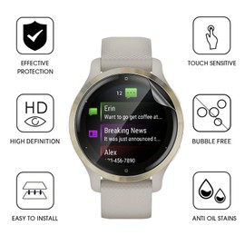 KZIOACSH Screen Protector for Garmin Venu 3S, 3 Pack Flexible TPU Full Coverage 3D Curved Edge Elastic Screen Protector Cover HD Clear Touch Sensitive Anti-Scratch Smartwatch Protective Film