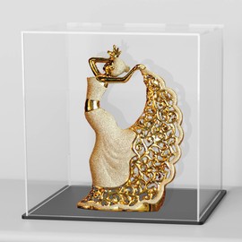 HEMYLU Acrylic Display Case, Super Clear Displaying Box with Matt Base and Lid for Toys, Figures, Collectibles (7x7x7inch)