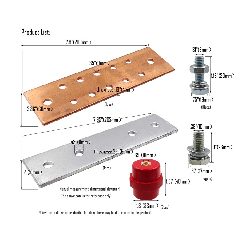 LBY .157" x 2.36" x 7.87" Copper Ground Bar Kit,