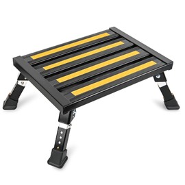 Nilight RV Steps Folding Aluminum Step Stool Heavy Duty Camper Steps, 16.5"x12" Surface, 4 Levels Adjustable Height Portable Platform Step Anti-Slip Rubber Feet Supports Up to 500lbs for Camper,Black