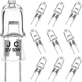 EKSAVE Ampoules Halogènes G6.35 Halogen Bulbs 50 W 12 V 650 lm Halogen Pin Base Lamp GY6.35 for Chandeliers, Landscape Lighting Warm White 2700 K (Pack of 10)