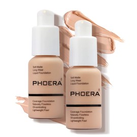 Anglicolor 2pcs PHOERA Foundation, Full Coverage Foundation, Concealer Liquid Foundation Full Coverage Flawless Cream Smooth, Long-Lasting New 30ml 24HR Matte Oil Control Concealer Makeup (2pcs 103)