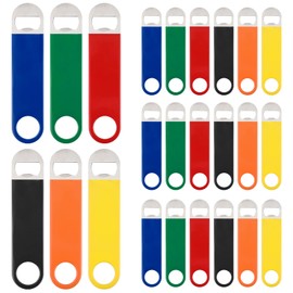 24 Pack Stainless Steel Flat Bottle Openers 7 Inch, 6 Colors Heavy Duty Bulk Rubber Coated Beer Bottle Opener for Bartender Kitchen Bar Restaurant