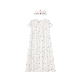 Petit Bateau Girls Nightdress and Tiara, White and multicoloured