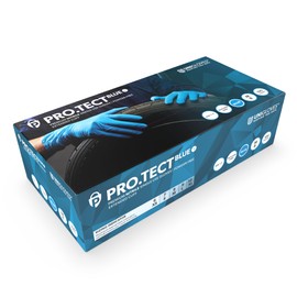 UNIGLOVES PRO.TECT Blue Nitrile Disposable Gloves, Extended Cuff, Nitrile Gloves, Size XL