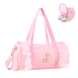 Bolsa de baile inicial personalizada para niñas, bolsa de ballet con cierre para niños, bolsa de viaje para niños pequeños, Pequeño-rosa, Pequeño, Letter-j