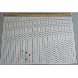 Double-Sided Game Mat with Markers (Square, Hex, 24" x 36") for RPGs, Miniatures