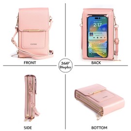 GEARONIC Women's Small Crossbody Bag, Pink-phone Wallet, Faux Leather, Sling Silhouette, Handbag, 7 x 4.5 x 1.6 in