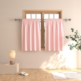 Pink Tier Curtains 36 inch Girls Room Darkening Kitchen Window Curtains Over Sink Nursery Bathroom Short Curtain Basement Triple Weave Small Cafe Curtains Window Treatment Set 2 Panels Rod Pocket 36"L