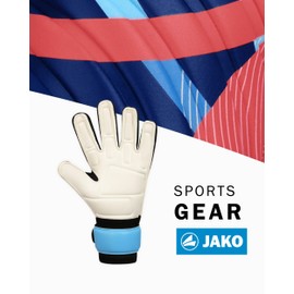 JAKO Unisex Goalkeeper Gloves River Supersoft RC SkyBlue/Coral/Navy, 7.5