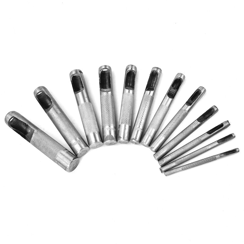 12PCS Leather Crafts Hole Puncher Hollow Round Punch Tool 3/4/5/6/7/8/9/10/11/12/14/16mm