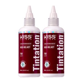 Red by Kiss Tintation Semi-Permanent Hair Color, Aloe Vera Water Based, Argan Oil, Olive Oil, Collagen & Keratin, Long-Lasting Color Dye (Red Velvet, 2 Pk, 5 Fl Oz)