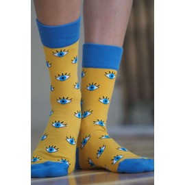 Jiggle Wiggles - Calcetines largos de algodón con diseño especial para hombres y mujeres, calcetines coloridos para unisex lindos y divertidos, Ojos, 4.5-7.5