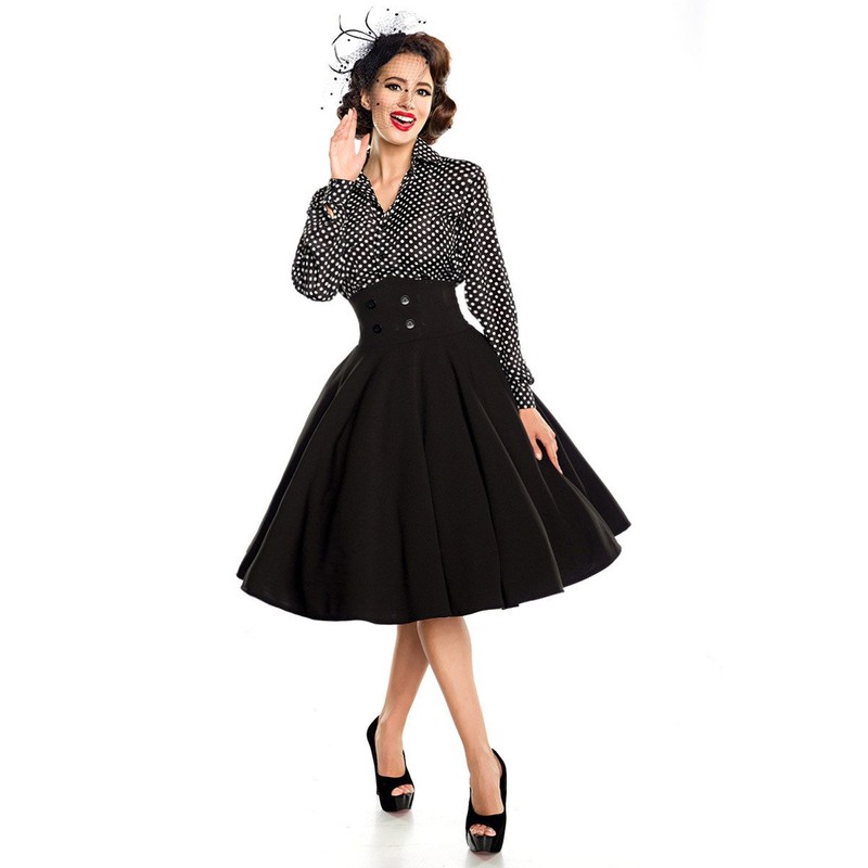Belsira Circle Skirt Medium-Length Skirt Black XXL