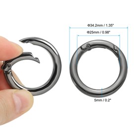 PATIKIL 28mm OD Flat Trigger Spring O Rings, 4 Pack Metal Round Clasp Clip Snap Spring Keyrings Hook Buckle for Purse Handbag Craft Making, Black