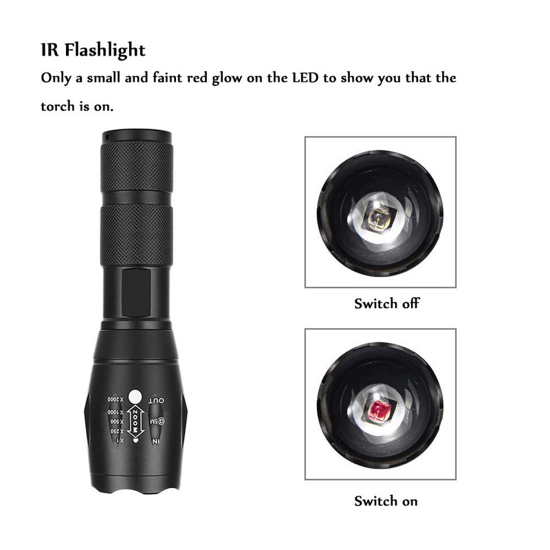 GaiGaiMall IR LED Illuminator Flashlight Zoomable 850nm Infrared Flashlight Night