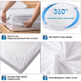 Luxury fitted breathable waterproof brushed cotton mattress protector, Single bed size.