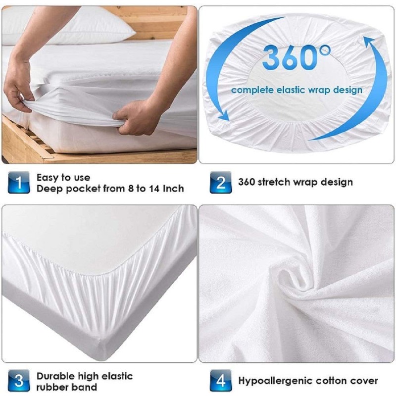 Luxury fitted breathable waterproof brushed cotton mattress protector, Single bed