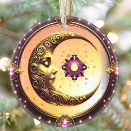 Christmas Ornaments, FOKEZIAH Beautiful 3.5" Sun and Moon Ornament, Christmas Decorations, Christmas Tree Decorations, Christmas Tree Ornaments, Holiday Ornaments, Gifts for Christmas