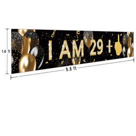 Large Funny 30th Happy Birthday Banner Funny I AM 29+1 Sign Banner 30th Birthday Party Supplies Decoration Black Gold 30th Birthday Party Decoration Funny 30th Birthday Photo Backdrop (9.8 x 1.6 ft)