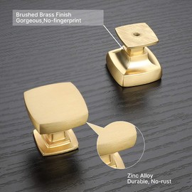 Haliwu 30 Pack Cabinet Knobs Gold Dresser Drawer Knobs, Brushed Gold Pulls Square Kitchen Cabinet Hardware Knobs