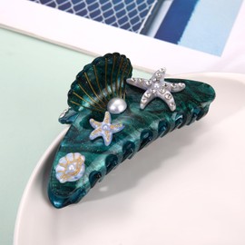 Starfish Hair Clips, Women's Starfish Hair Clip, Large Hair Clip, Non-Slip Hair Clip, Starfish Hair Clip, Summer Beach Starfish Hair Clip (Blue)